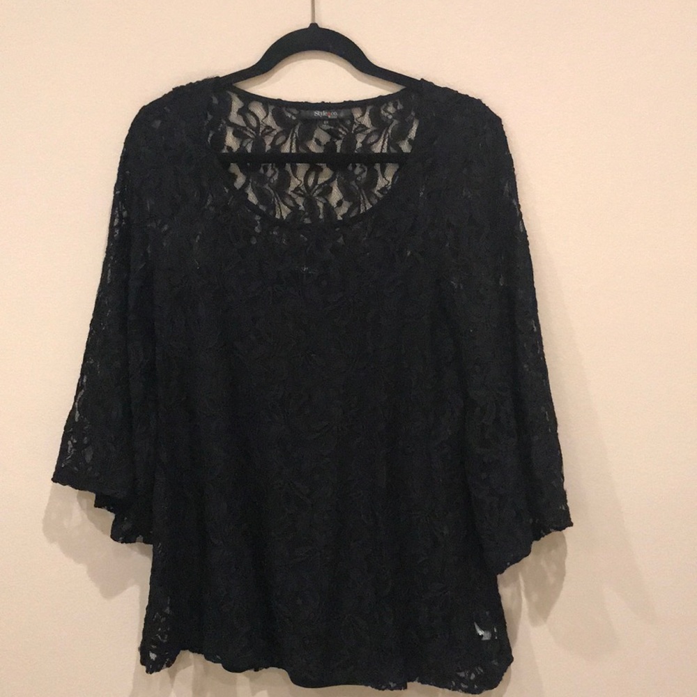 Style & Co 3/4 Sleeve Stretchy Lace Top with Tank